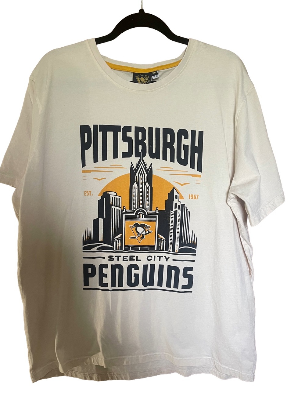 White Graphic Tee - Penguins Steel City Logo